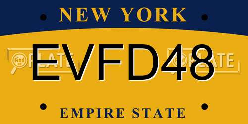EVFD48 New York License Plate
