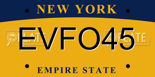 EVFO45 New York License Plate