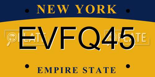 EVFQ45 New York License Plate