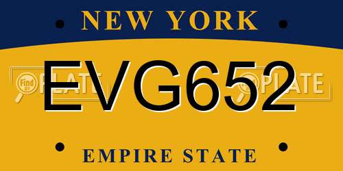 EVG652 New York License Plate