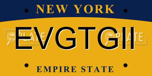 EVGTGII New York License Plate