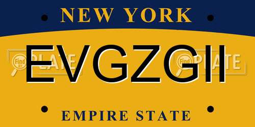 EVGZGII New York License Plate