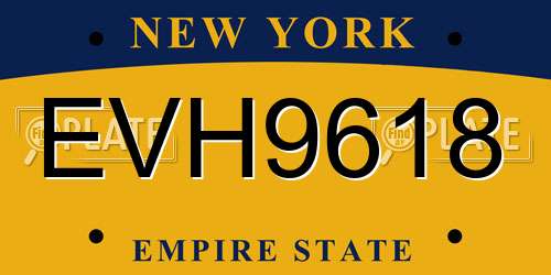 EVH9618 New York License Plate