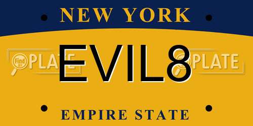 EVIL8 New York License Plate