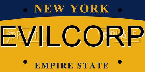 EVILCORP New York License Plate