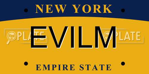 EVILM New York License Plate