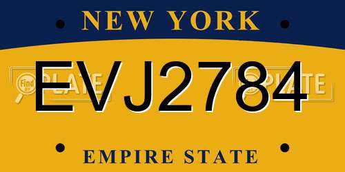 EVJ2784 New York License Plate