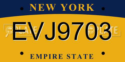 EVJ9703 New York License Plate