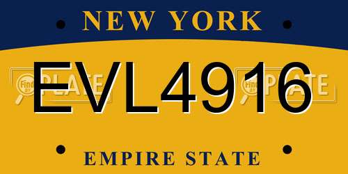 EVL4916 New York License Plate