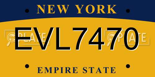 EVL7470 New York License Plate
