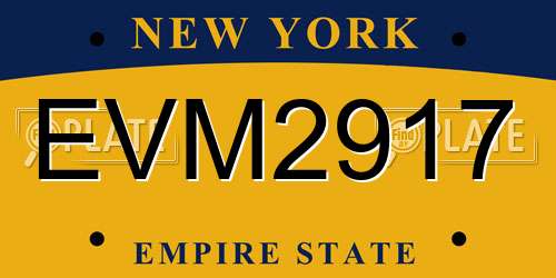EVM2917 New York License Plate
