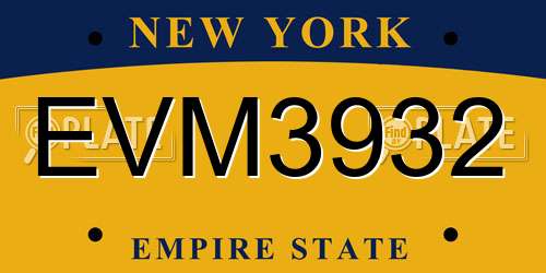 EVM3932 New York License Plate