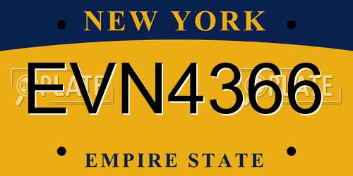 EVN4366 New York License Plate