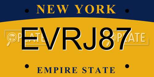 EVRJ87 New York License Plate
