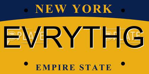 EVRYTHG New York License Plate