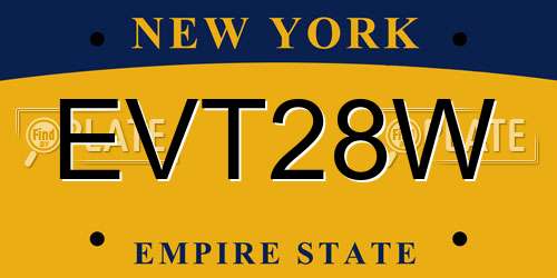 EVT28W New York License Plate