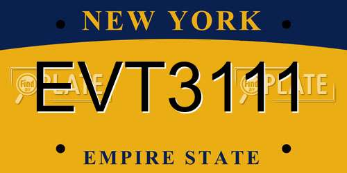 EVT3111 New York License Plate