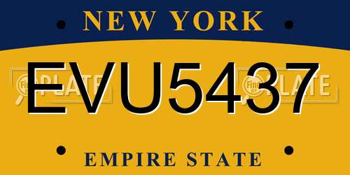EVU5437 New York License Plate