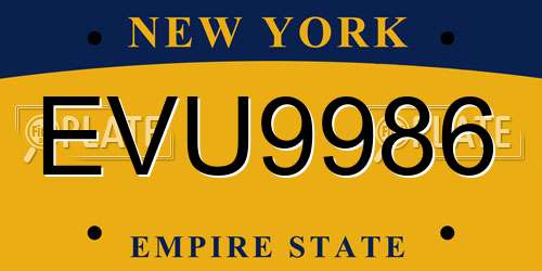 EVU9986 New York License Plate