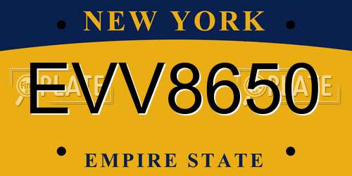 EVV8650 New York License Plate