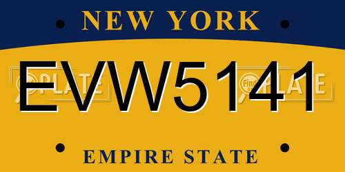 EVW5141 New York License Plate