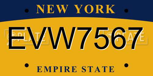 EVW7567 New York License Plate