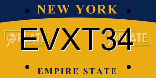EVXT34 New York License Plate