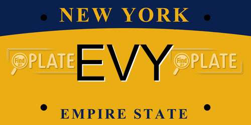 EVY New York License Plate