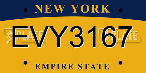 EVY3167 New York License Plate