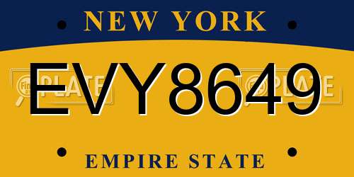 EVY8649 New York License Plate