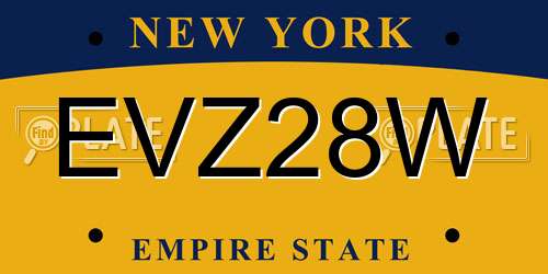 EVZ28W New York License Plate