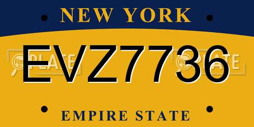 EVZ7736 New York License Plate