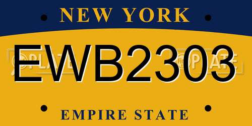 EWB2303 New York License Plate