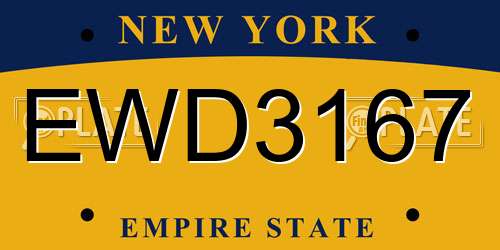 EWD3167 New York License Plate