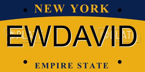 EWDAVID New York License Plate