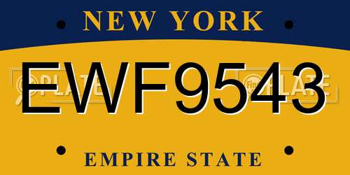EWF9543 New York License Plate