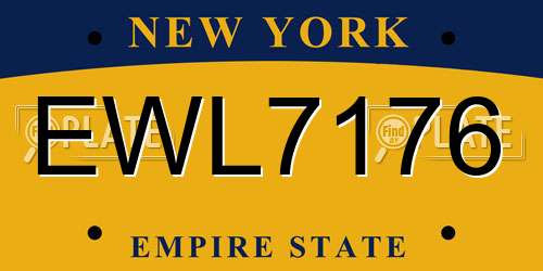 EWL7176 New York License Plate