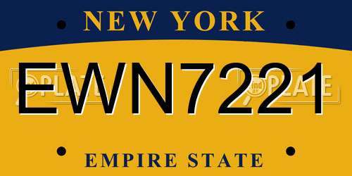 EWN7221 New York License Plate