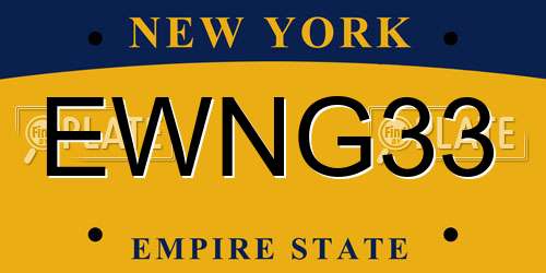 EWNG33 New York License Plate