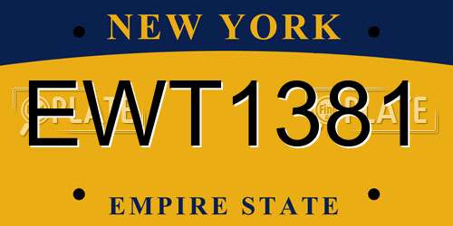 EWT1381 New York License Plate