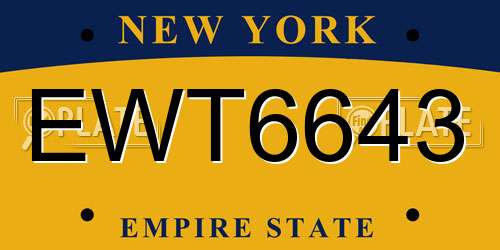 EWT6643 New York License Plate