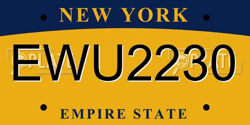EWU2230 New York License Plate