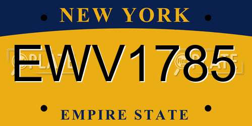 EWV1785 New York License Plate