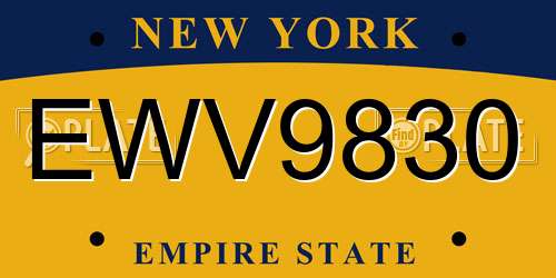 EWV9830 New York License Plate