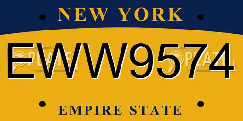 EWW9574 New York License Plate