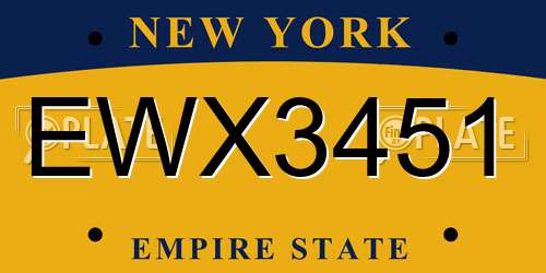 EWX3451 New York License Plate