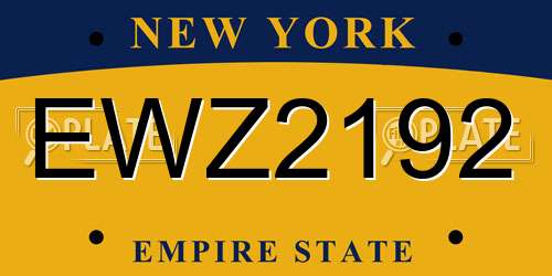 EWZ2192 New York License Plate