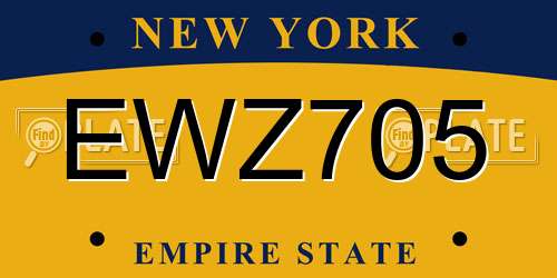 EWZ705 New York License Plate