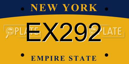 EX292 New York License Plate