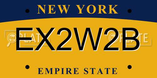 EX2W2B New York License Plate
